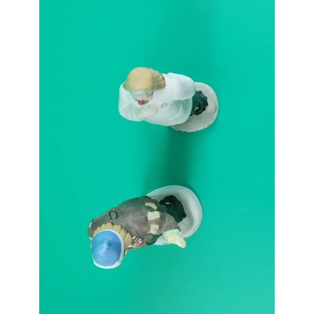 LOT of 2 Vintage Clowns Ceramic Emmett Kelly Jr Hobo Ornaments Dentist Skiier
